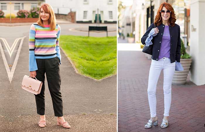Fashion Tips For Women Over 50 – Striped Sweaters And Ankle Length Trousers
