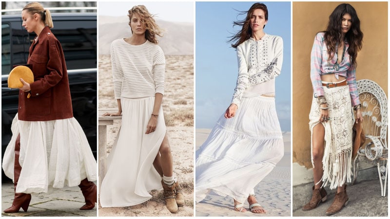 White Maxi Skirt Outfits ideas