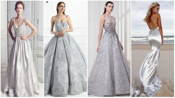 Long Silver Wedding Dresses