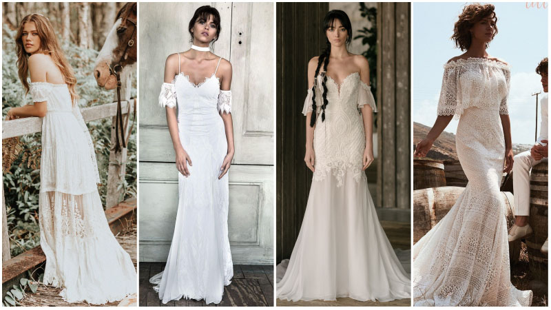 Off-the-Shoulder Bohemian Wedding Dresses