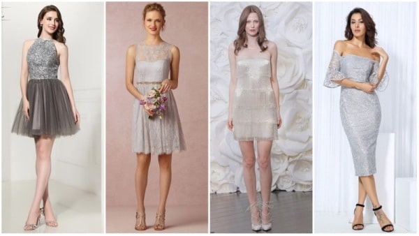 Short Silver Wedding Dresses