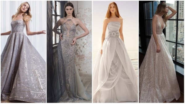 Sleeveless Silver Wedding Dresses
