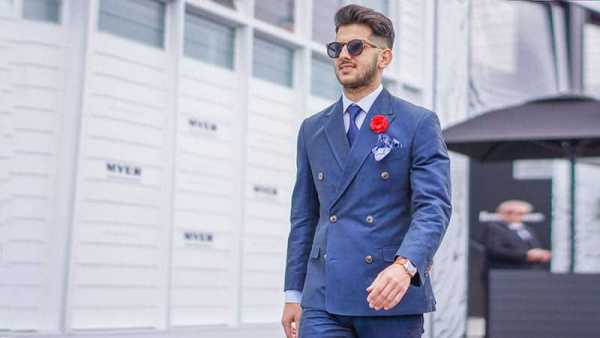 Blue Suit - Grey Shirt