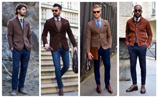 Brown Blazer + Navy Trousers