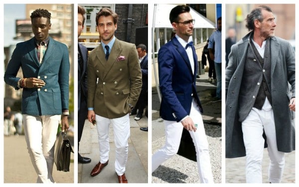 Colored Blazer + White Trousers