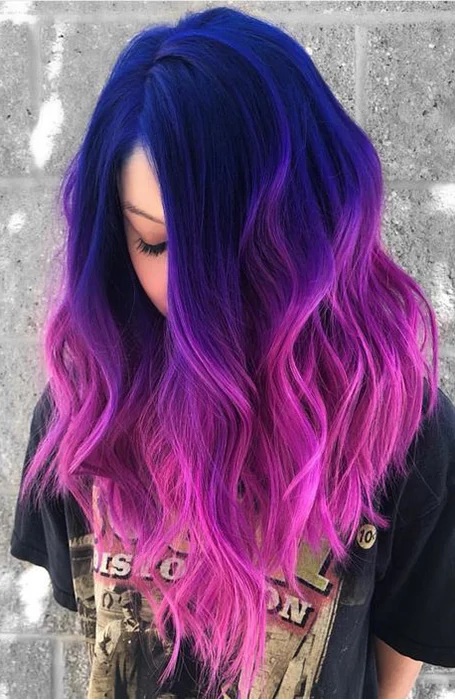 Blue, Pink, Purple Clip-in Hair Extensions