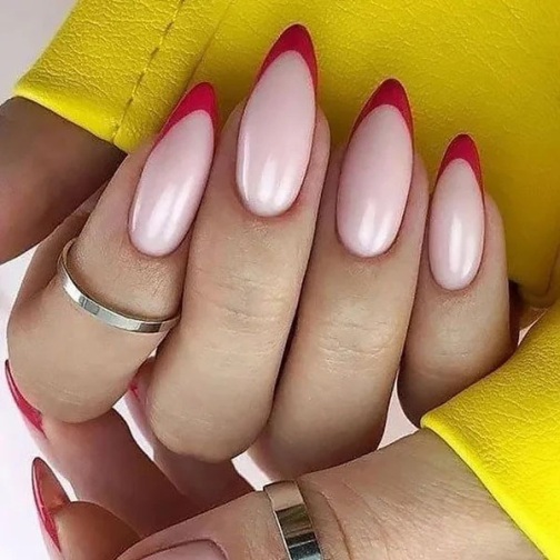 Red French Manicure