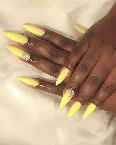 Yellow Stiletto Nails