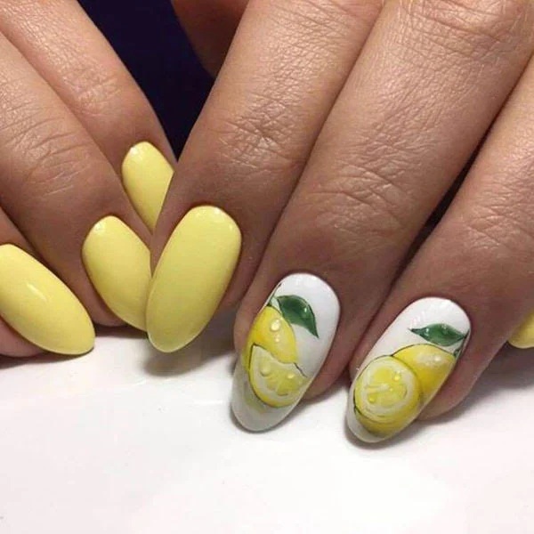 Lemon Round Nails