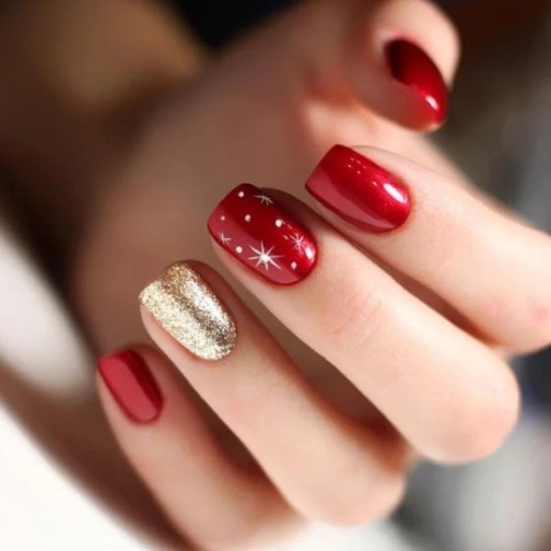 Red And Gold Nails