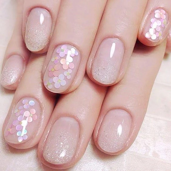 Cute Glitter Round Nails