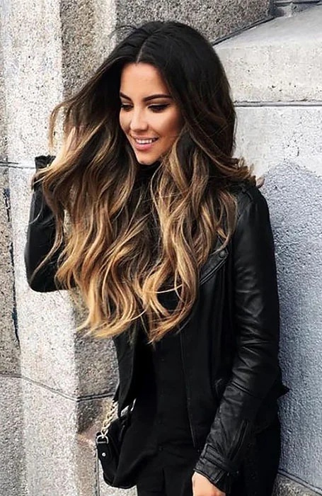 Golden Highlights with Black Hair