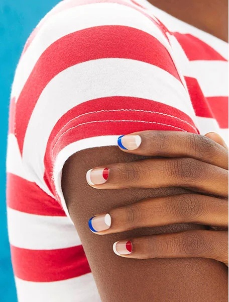 Pastel Nails + Blue, White and Red Art