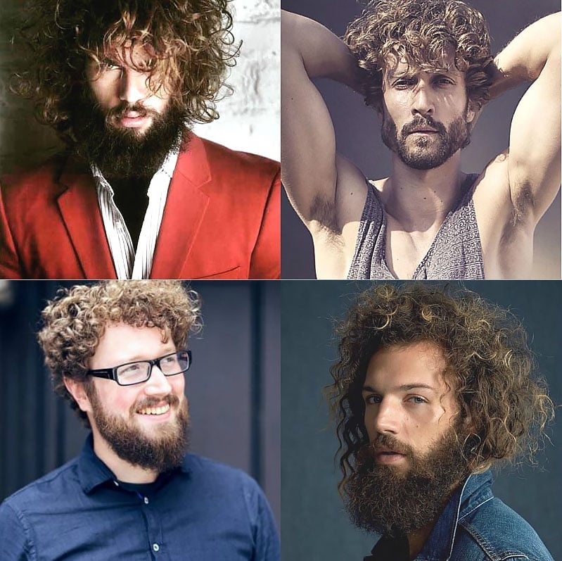 Curly Hair with Beard