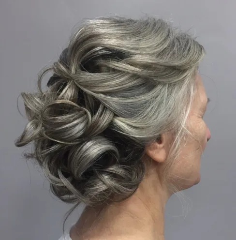 Loose Updo with Whipped Curls