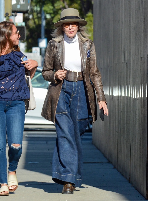 Diane Keaton With her signature menswear-inspired style