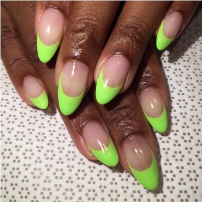 Lime Green French tip Nail Designs