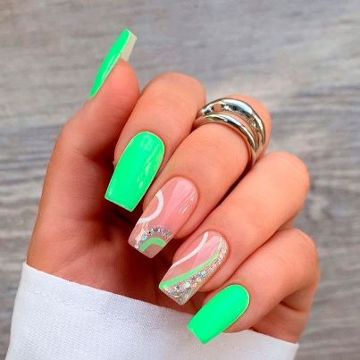 Lime Green accent nail