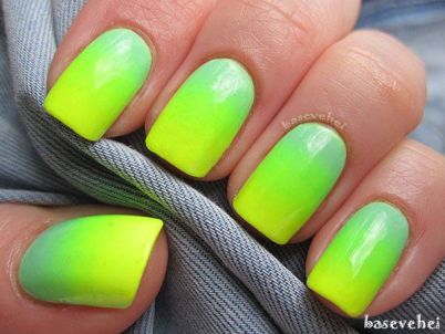 Lime Green ombre effect Nail Designs