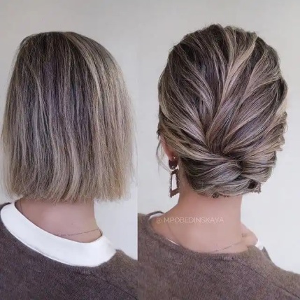 Low twisted bun for Short hair