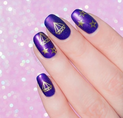 Purple Diamond Patterns nails designs