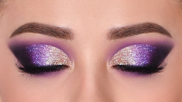 Purple Makeup for Evening glittery purple eyeshadow