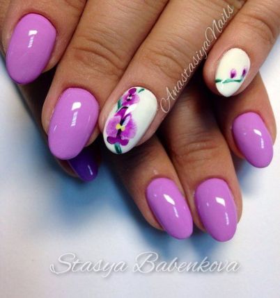 Purple Orchids nails designs