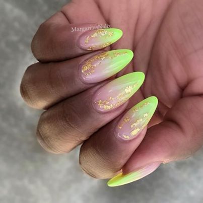 almond shape lime green nails