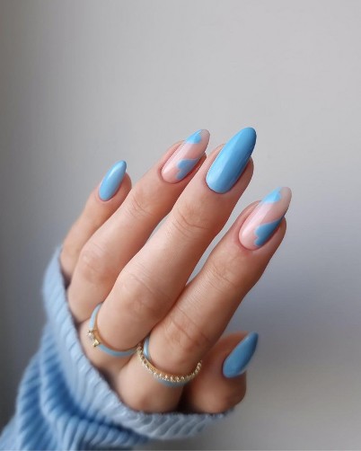 baby blue nail design negative space