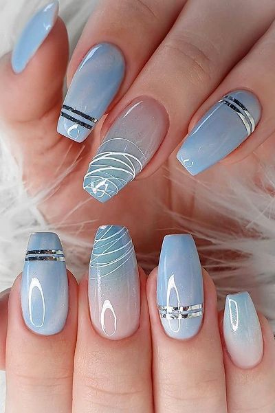 baby blue nails for wedding