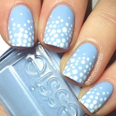 baby blue with dots nails