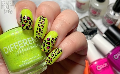 lime green leopard print nails