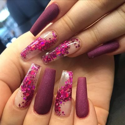 purple rose garden nails design1
