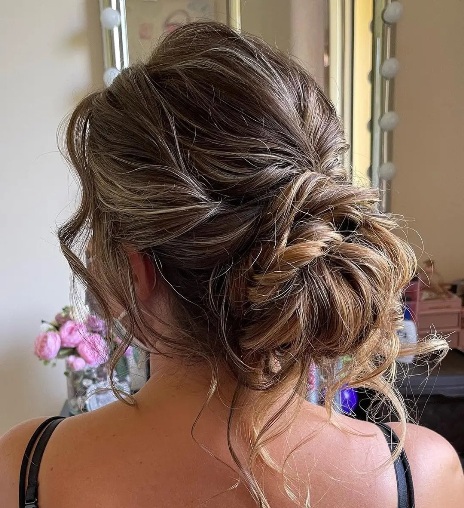 tousled low bun hairstyles
