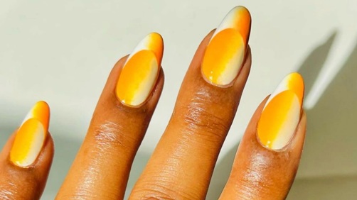 orange gradient effect nails