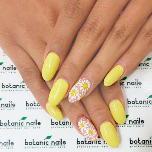 yellow floral nail design