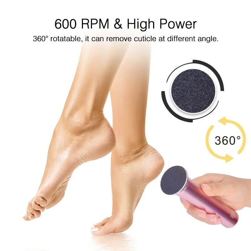 Efficient Electric Foot File: Wireless, Rechargeable, & Dual-Speed Pedicure Tool