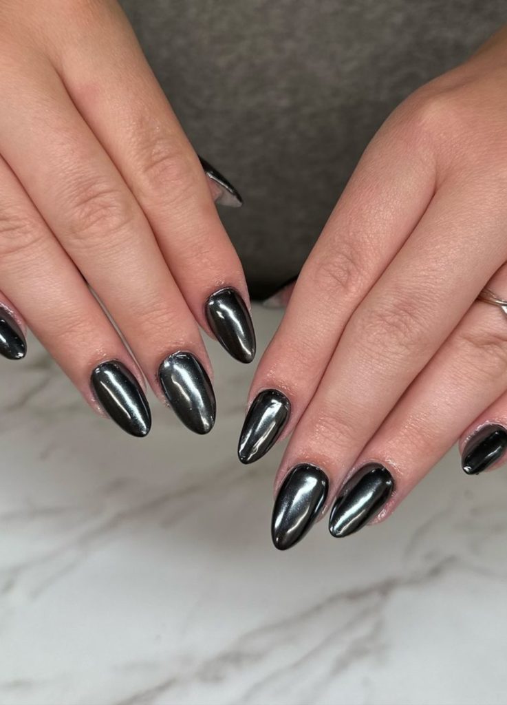 black chrome nails